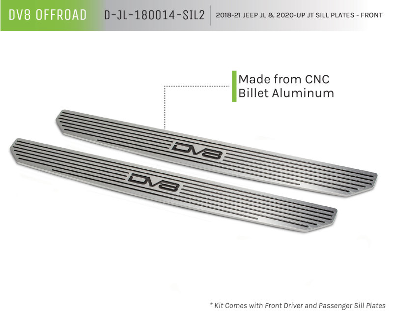 Jeep Wrangler Sill Plates - Front - DV8 Offroad - DV8 Logo - Black - `18-`27